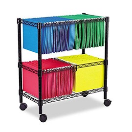 Alera 26" 2-Tier Rolling File Cart, Black