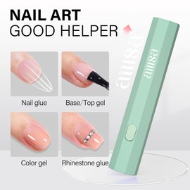 AILLSA Small UV Light for Nails, Handheld UV Nail Lamp Mini UV Light for Nails Cordless Nail Gel Lamp Fast Drying Portable Single Finger Gel Light for Gel Nails (Green)
