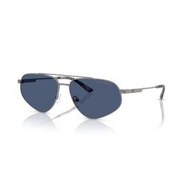 Emporio Armani Men's EA2156 Aviator Sunglasses, Matte Gunmetal/Dark Blue, 59 mm