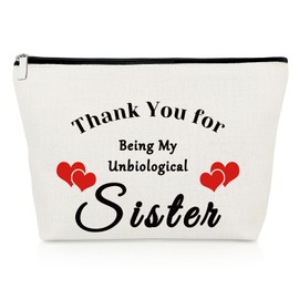 Funny Sister in Law Gifts Makeup Bag Wedding Gift for Unbiological Sister Birthday Gifts Cosmetic Bag Bonus Sister Gifts from Sister Friendship Gifts Step Sister Gifts for Christmas Mothers Day