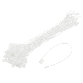 sourcing map 140Pcs Nylon Hang Tag String 6.7Inch Snap Lock Pins Loop Price Tag Fastener Plastic Tags Ties Tag Tags for Clothes String Tags Tags with String White