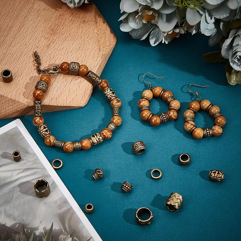 NBEADS 150 Pcs Alloy Spacer and Dreadlock Hair Beads -