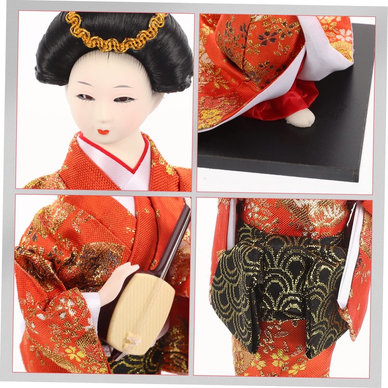 Alipis Japanese Geisha Doll Traditional Kimono Statue Artistic Home Decor
