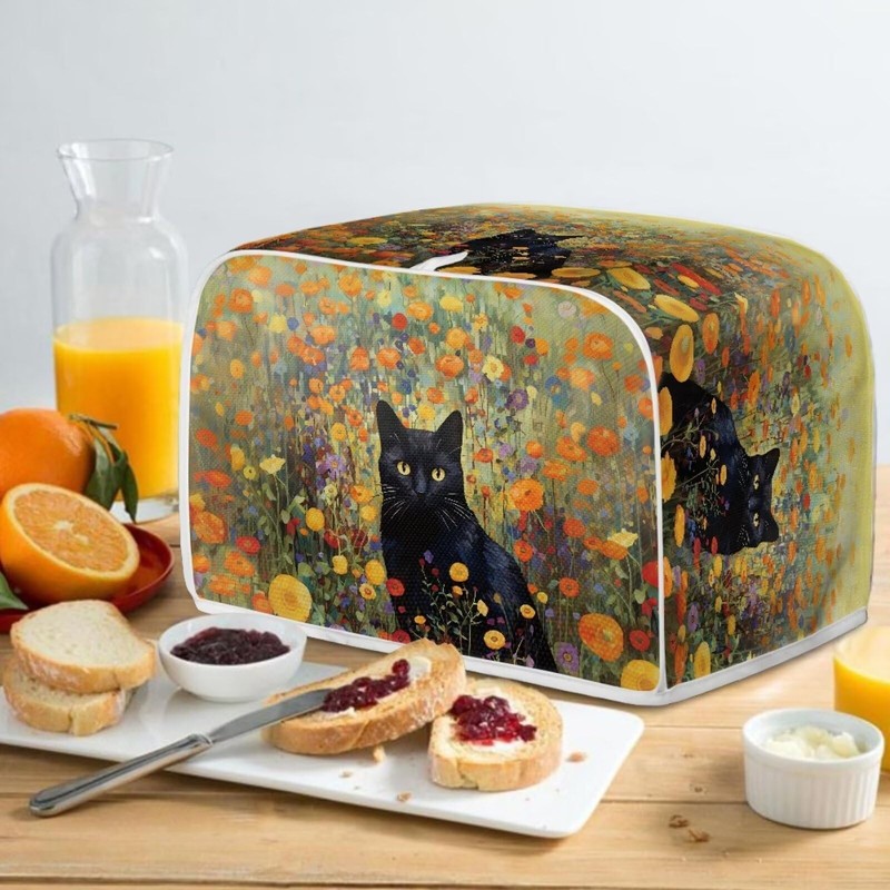 Talayituse Cat Flower Print Toaster Cover 2 Slice Wide Slot,