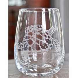 Sea Turtle Engraved Stemless Wine Glasses (set of 2)