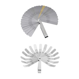 2 PCS Stainless Steel Feeler Gauge Set, 32 Blades 0.04-0.88 mm Dual Marked Metric and Imperial Gap Measuring Tool and 16 Blades Standard SAE and Metric Gap Width/Thickness Measuring Tool