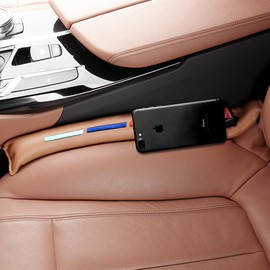 Brown Leather Car Seat Gap Filler Spacer Universal Seat Gap Filler Plug for Cars, SUVs, Trucks, Universal