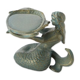 DII Cast Iron Collection Decorative Bird Bath, Mermaid, 6.5 x 5.5 x 4.5