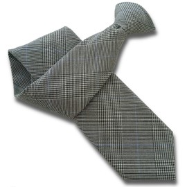 Men's Black, White & Blue Houndstooth Check Clip On Tie
