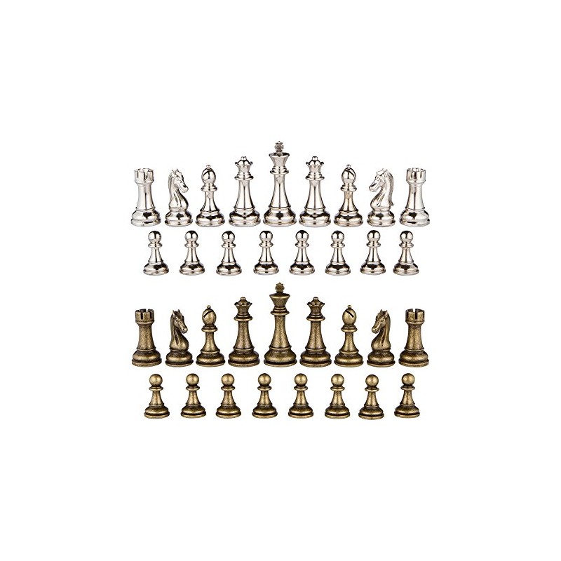Mars Silver and Bronze Metal Chess Pieces with 3 Inch