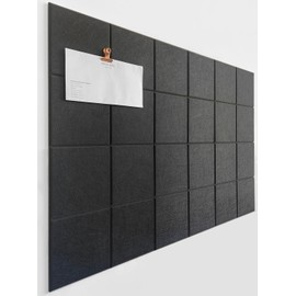 DECORITA Cork Board 24 x36 Alternative - 6 Pack Felt Wall Tiles with Safe Removable Adhesive Tabs, Cork Boards for Walls Cork Board for Home Office Pin Board Tack Board Cork Board - Black