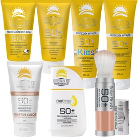 Fotosun UV 100 Protector Solar Facial & Corporal Fotoprotector 50+ FPS UVA UVB Filtro Solar Rápida Absorción Alta Protección Uso Diario (KIT: COMPLETO 7 PRODUCTOS)