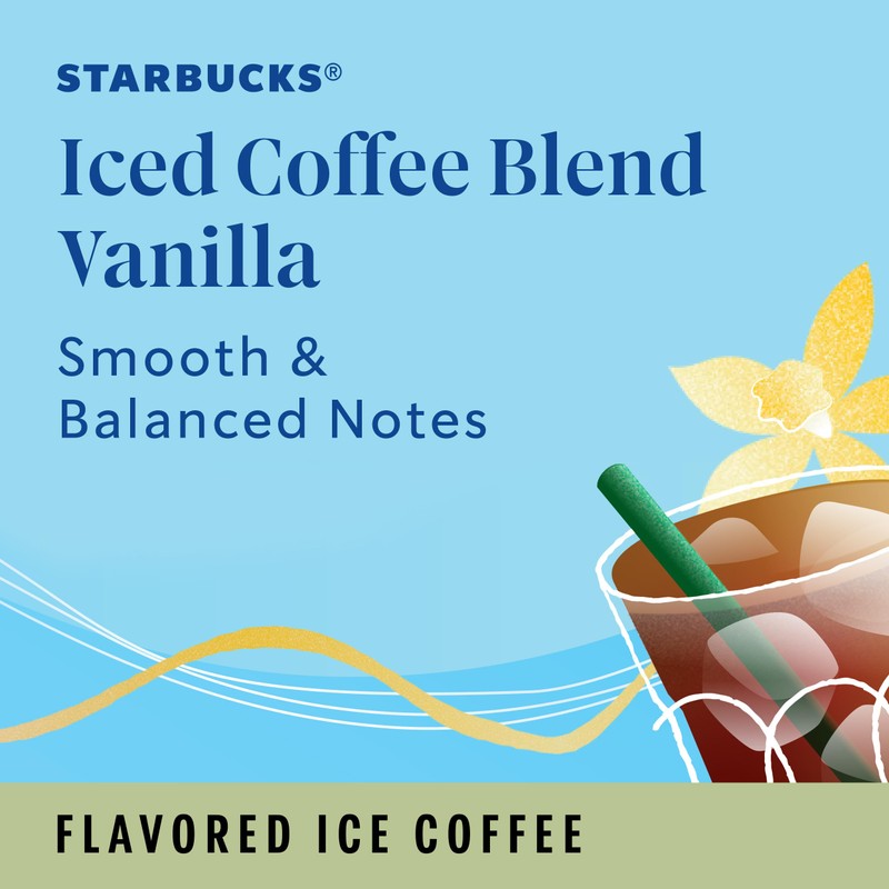 Starbucks K-Cup Coffee Pods, Iced Coffee Blend, Vanilla Naturally Flavored
