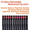 NABI 12 Colors Retractable Waterproof Lip Liner Set, Long Lasting