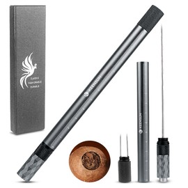 KEENSUN 4-in-1 Cigar Punch Tool Set with Cigar Punch(7mm), Cigar Draw Enhancer Cutter, Twin Nubber and Graduated Scale (Grey)