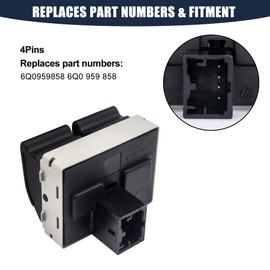 HISports 6Q0959858 Electric Window Regulator Switch, Window Switch, Electric Window Regulator Button, Electric Window Switch, Compatible with VW Polo 9N Mk4 Seat Ibiza Mk3 Cordoba