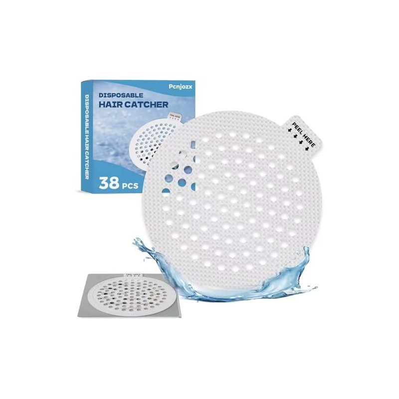 Disposable Shower Drain Hair Catcher 38 Pack, Peel and Stick