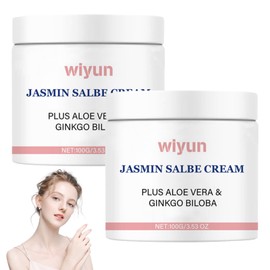 2 Flaschen Jasmin Salbe Augen Jasminsalbe mit Kollagen und Aloe Vera Jasmin Salbe Feuchtigkeitsspendende und Straffende Haut Gegen Augenringe und Hängende Augenlider 100g/Flasche