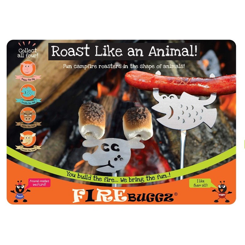 Firebuggz S’Mores Marshmallow Roasting Sticks, Stainless Steel Animal Shaped Head