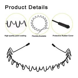 JERLITU Metal Hair Band for Men Headbands for Women, Black Wavy Non Slip Hair bands,outdoor Sports Fashion ace Wash Head Band, Simple Elastic Non-Slip Hair Accessories (4 Pcs)