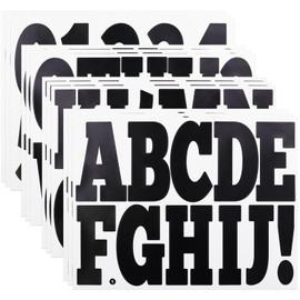 4 Inch Letter Number Stickers, Self Adhesive Alphabet Stickers for Mailbox, Outdoor,House Numbers,Sticky Vinyl Letters Sticker, 12 Sheets Black