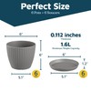 Gray 6-Inch Plant Pots with Drainage & Saucers 6 Pack,