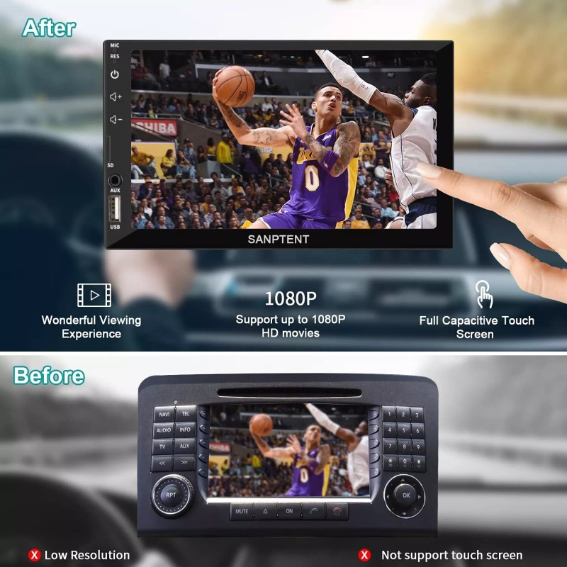 SANPTENT Double Din Car Stereo Radio Audio Receiver Compatible with