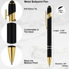 LINFANC 12 Pack Black Gold Ballpoint Pen with Stylus Tip,