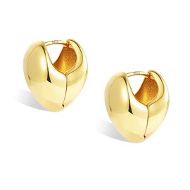 ALEXCRAFT Chunky Earrings Gold Hoop Earrings 14K Thick Golden Silver 925 Earrings Women for Women Girlfriend Mum Girls