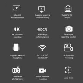 Digital Camera, 4K Kids Camera 48MP 16X Zoom Digital Video Camera with 3in 180° Flip Screen, Built in, Anti Shake, Compact Small Camera for Boys Girls Kids ()