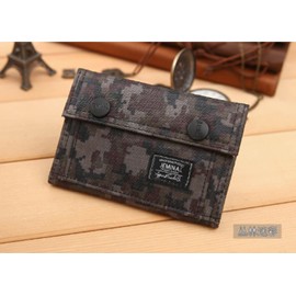 Men Boys Tri-fold Camouflage Color Wallet Casual Army Classic Canvas Purse Organizer with Zipper Coin Pouch Credit Card Holder with Chain for Travel and Daily Use Birthday Christmas Gifts