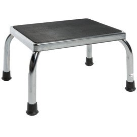 PCP Footstool Metal Frame Non Skid Rubber Platform, Chrome