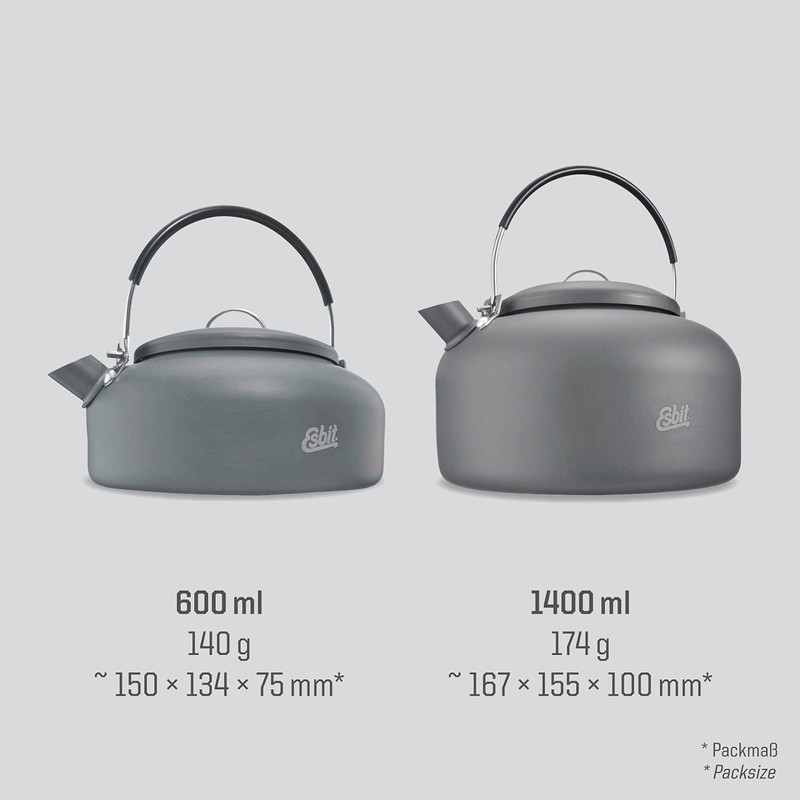 Esbit Hard Anodized Aluminum Water Kettle for Camp Stoves, 1400ml