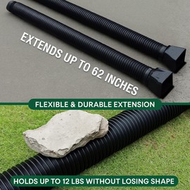Binazon 1 Pack Black-Rain Gutter Downspout Extensions, Downspout Extender for Rainwater Drainage Flexible, Down Spout Drain Extension Pipe, Extendable from 21 to 62 Inches (Fit 3"x 4" downspouts)