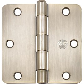 Stone Harbor Hardware 3-1/2" Door Hinges, 1/4" Radius Corner, Antique Brass, 2-Pack