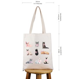 VAMSII Cat Lover Gift Cat with Bow Tote Bag Coquette Cat Owner Handbag Cat Mom Gift (Cat with Bow T C)