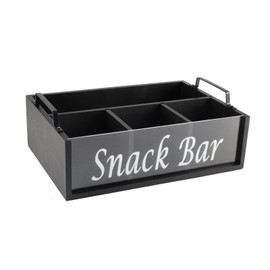 Xbopetda Snack Organizer for Countertop, 4 Compartments Snack Containers with Handles, Wooden Snack Stand for Kitchen Pantry Organizer and Storage