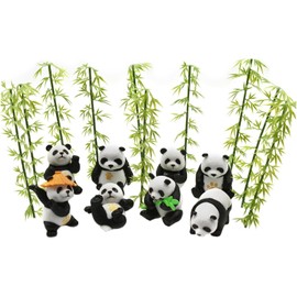 8 panda figurines, mini animal figures, cute, panda dolls, bamboo resin, miniature panda models, miniatures, ornaments, gardens, figurines, decorative sculptures, figures, resin animals, ornaments