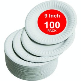 HOT BARGAINS 100 X 9 Inch Disposable Paper Plates for Party Outdoor - Manufacture Sealed - Best Hygiene Standards (9-INCH)