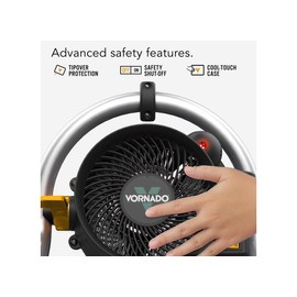 Vornado Velocity HD Garage Space Heater with Fan, Tilt Head, Advanced Safety Features,Black, Whole Room