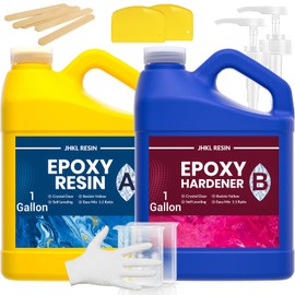 JHKL RESIN Epoxy Resin Kit, 2 Gallon Food Safe Epoxy Resin Casting & Coating, Crystal Clear and Fast Cure & NO Bubble and Self Leveling to Easy Mix 1:1 for DIY Jewelry Making, Art Crafts, Wood & Resin