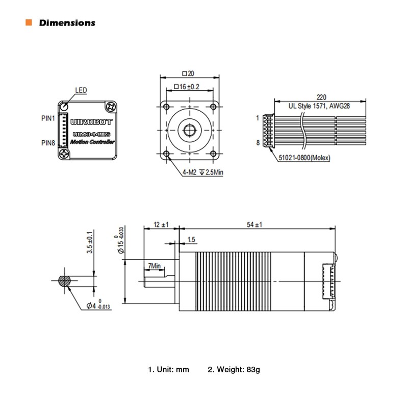 UIROBOT Closed Loop Stepper Motor with Pulse-Direction, Nema 8 Closed-Loop