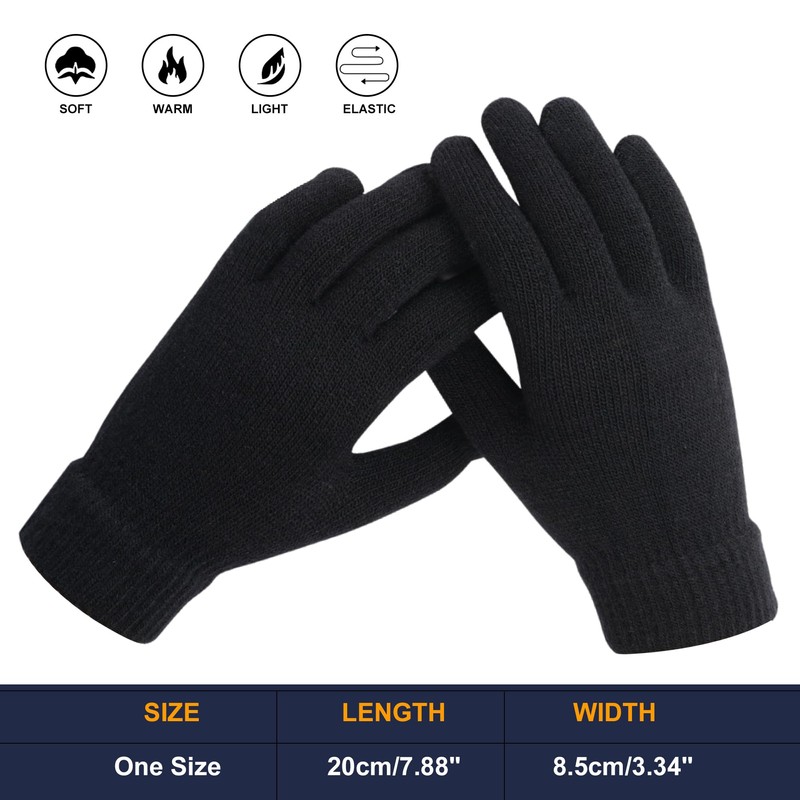 [GEEGVVV] Knit Gloves Adult Magic Gloves for Women Men Stretch