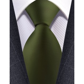 Branduce Silk Olive Green Tie Classic Wedding Necktie Solid Pure Plain Formal Tie for Men (TA05-24)