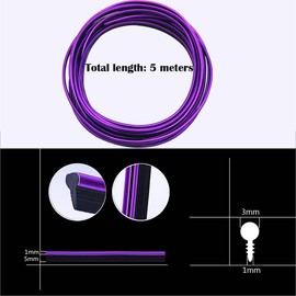 CTRICALVER 5 m car trim, car interior trim, car interior DIY flexible interior decoration accessories (electroplating purple) + installation spatula