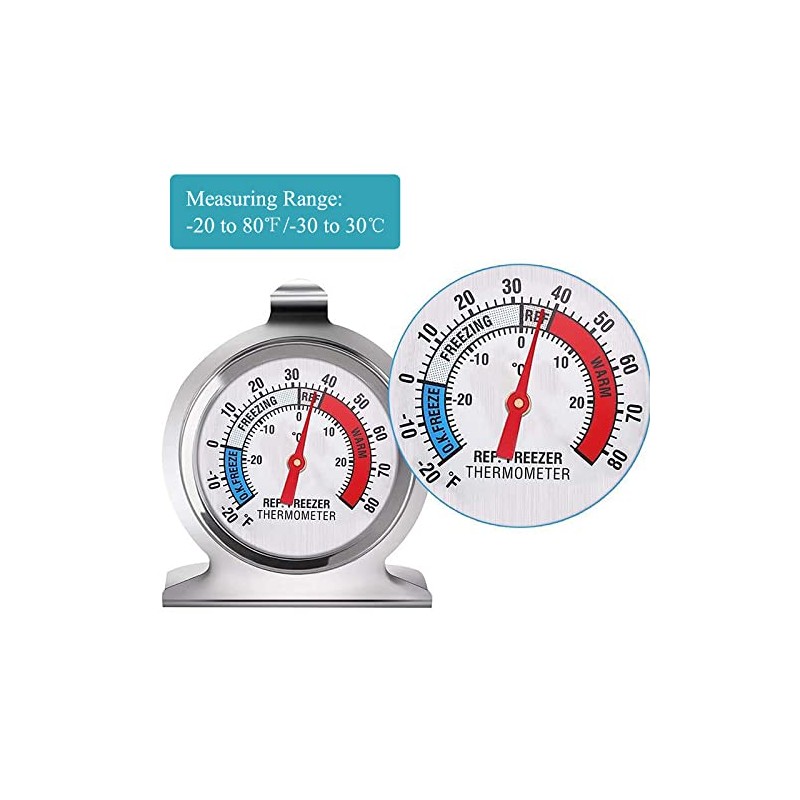 ALIMOTA Termómetro para Refrigerador，Set de 3，Acero Inoxidable (-20 a 80