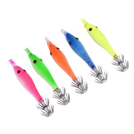 Pack of 5 Fishing Lures Luminous Squid Jig Hooks Fishing Squid Bait Fishing Lure Fishing Hook