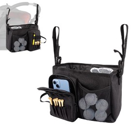 Golf Push Cart Bag Organizer, Golf Cart Accessories Organizer – Insulated Cup Holder & Mesh Pocket Storage – Good for 18-Hole Rounds, Driving Range & Tournament Play – for Golfers