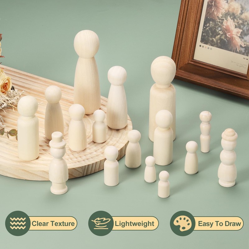 sourcing map 2 Pack Wood Peg, 5 Inch Boy-Shape Wooden
