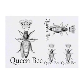 4 x 'Queen Bee' Temporary Tattoos - Water Resistant, Skin-Safe, Non-Toxic Transfers, Mixed Sizes (TO00075852)